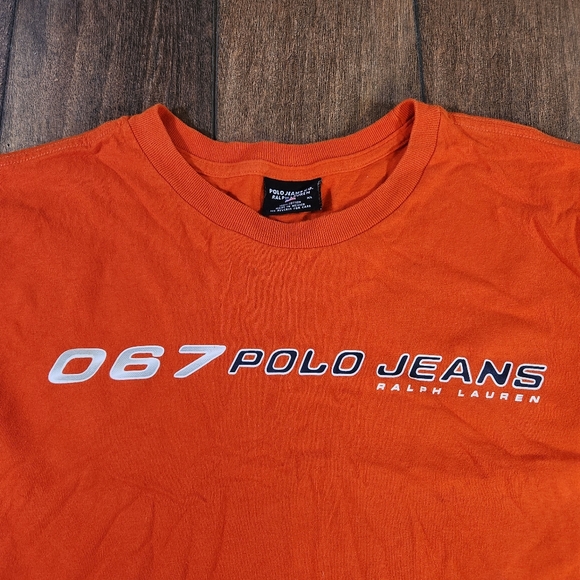 Vintage Y2K Ralph Lauren Polo Jeans Co T-Shirt Crewneck Tee Men's Size XL Orange - Picture 3 of 9